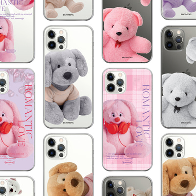 붐잉B2B,B2B_아이폰14 프로 투명젤하드케이스 곰인형 곰돌이인형 토끼인형 강아지인형 휴대폰 케이스