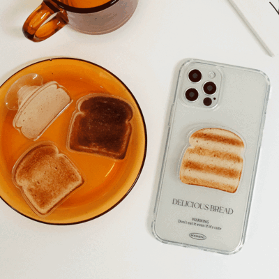 붐잉B2B,B2B_[그립톡+젤하드케이스] 귀여운 핸드폰 그립톡 베이커리 빵 식빵